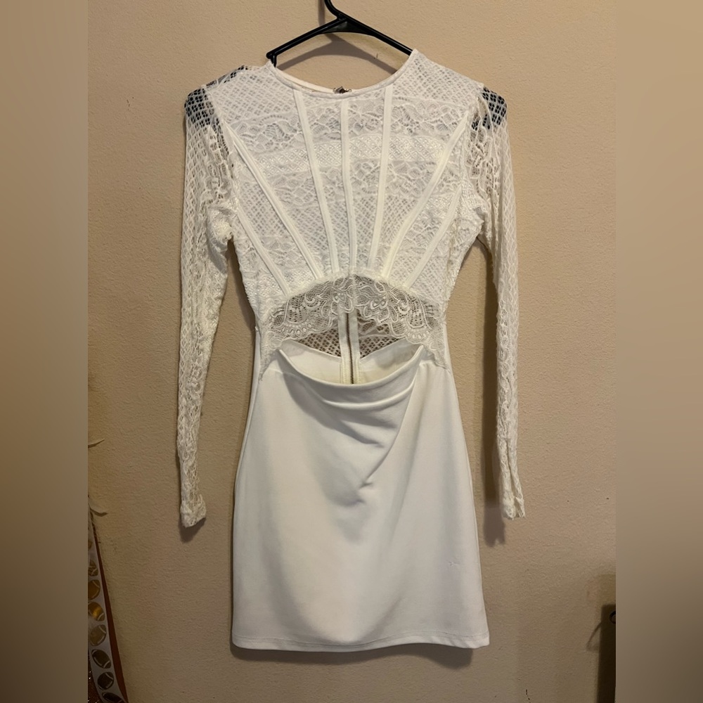 Windsor white lace long sleeve homecoming dress